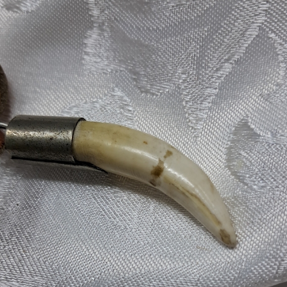 Vintage Carved Tooth Pendant With Leather Cord - Picture 2 of 5